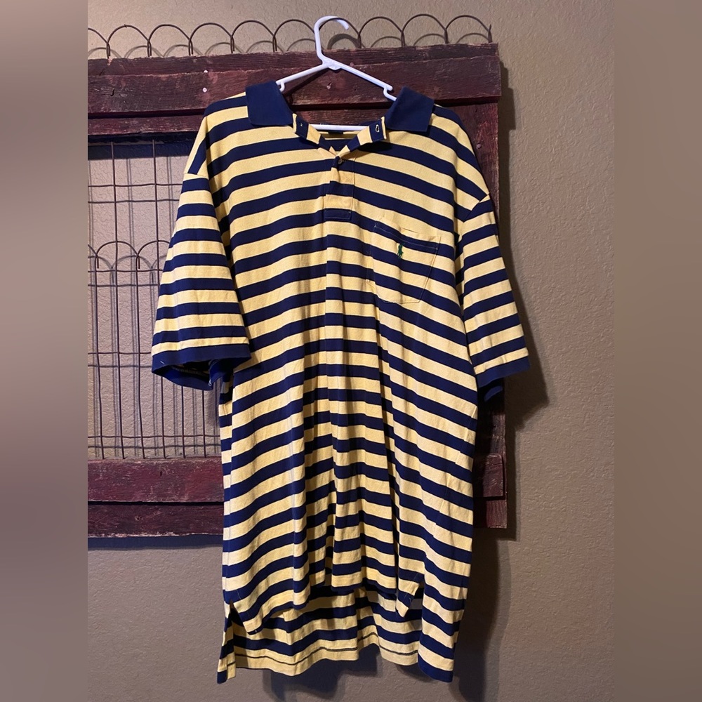 Men’s Polo by Ralph Lauren blue and yellow collared shirt 2XLT